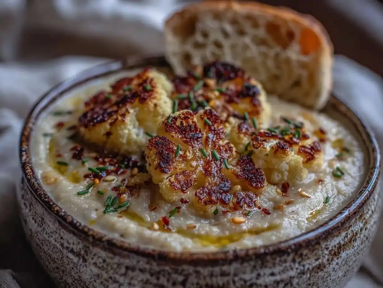 Cremige Blumenkohlsuppe mit geröstetem Knoblauch: Perfekt für Gäste 4 Cremige Blumenkohlsuppe mit geröstetem Knoblauch preparation steps