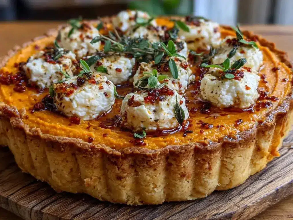 Cremige Kürbis-Tarte mit Ziegenkäse - featured image