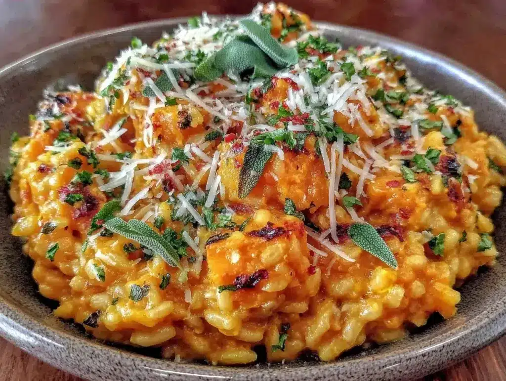 Cremiges Kürbis-Risotto mit Salbei - featured image