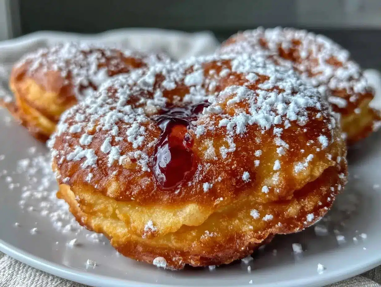 Fluffige Berliner Pfannkuchen: 3 Schritte für goldene Kruste 4 fluffige Berliner Pfannkuchen preparation steps
