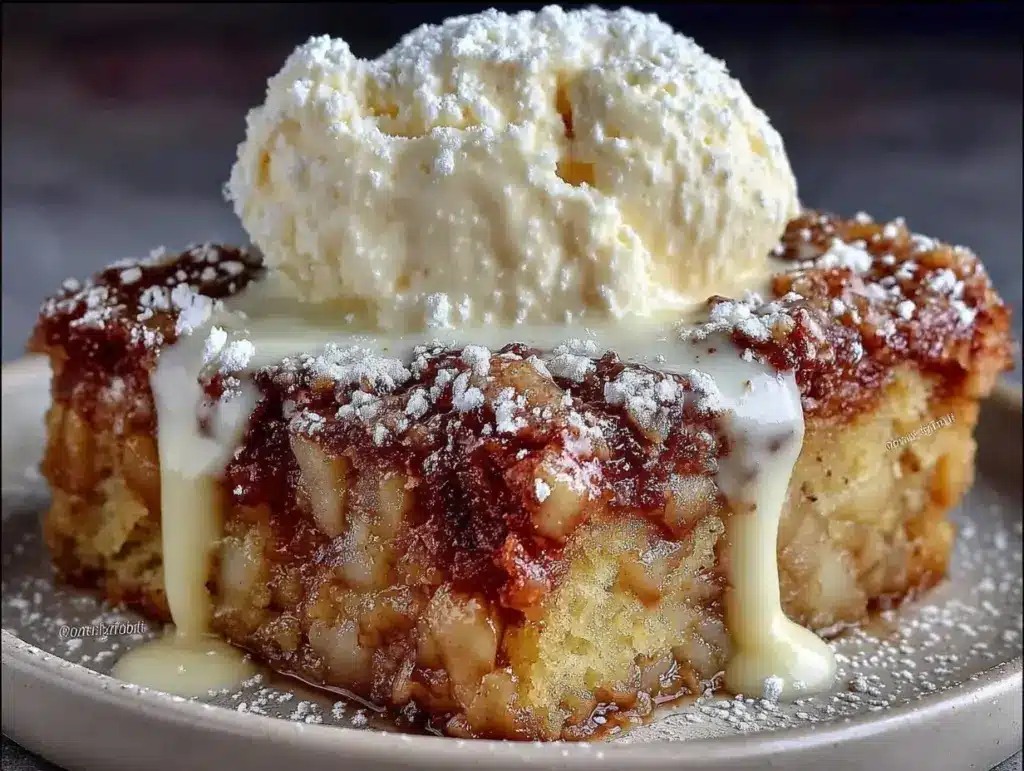 gedeckter Apfelkuchen mit Vanillecreme - featured image