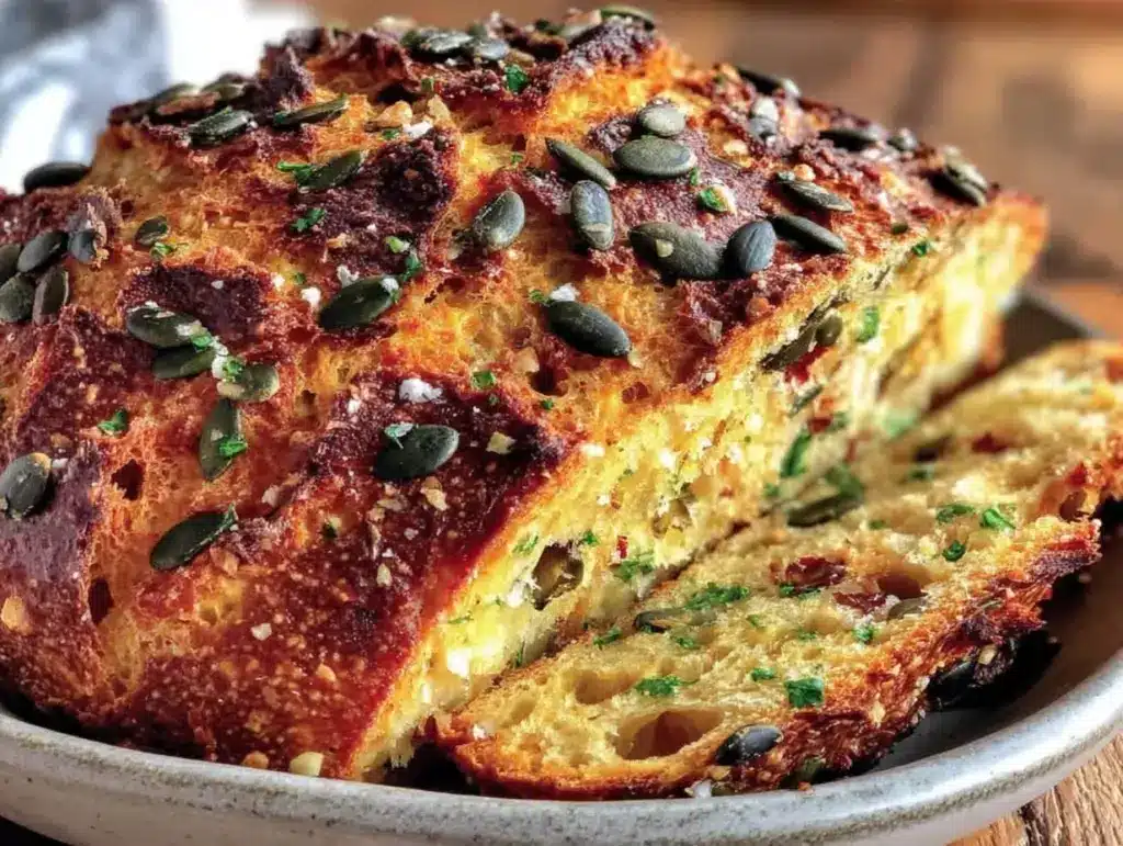 knuspriges Sauerteigbrot mit Kürbiskernen - featured image