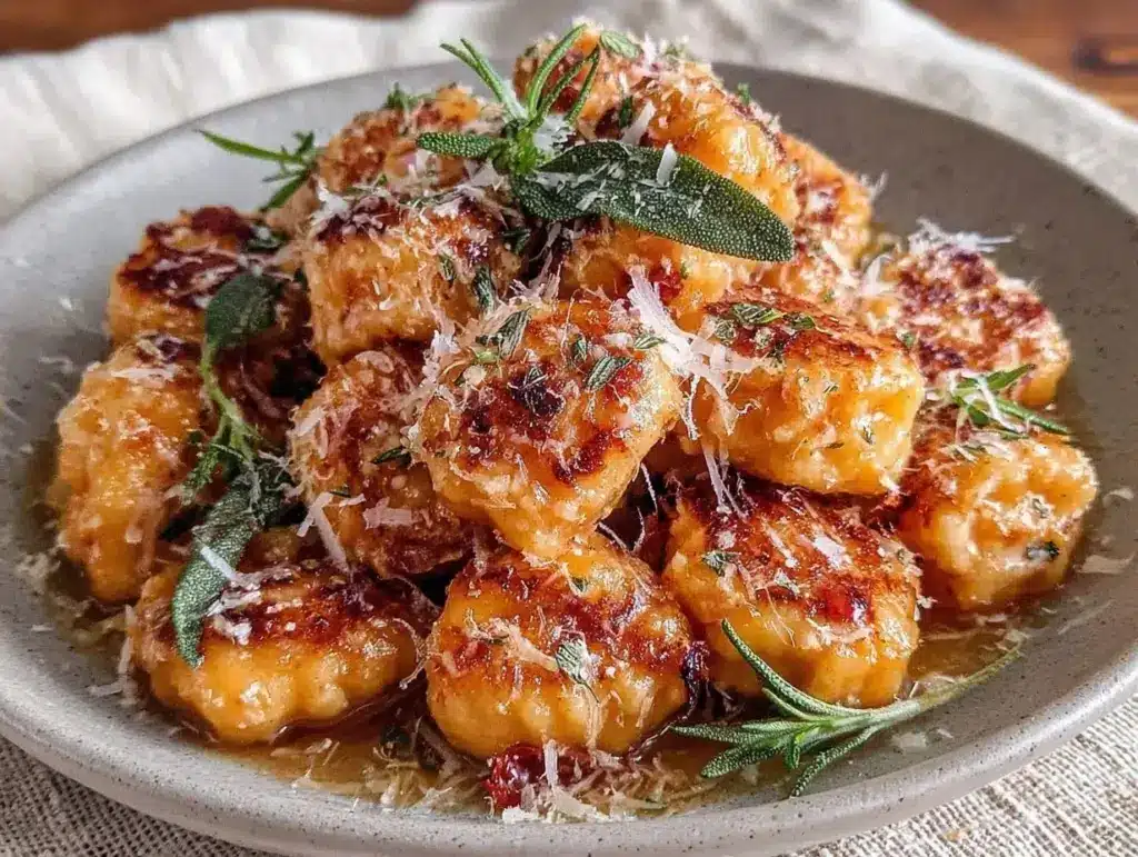 Kürbis-Gnocchi mit brauner Butter & Salbei - featured image