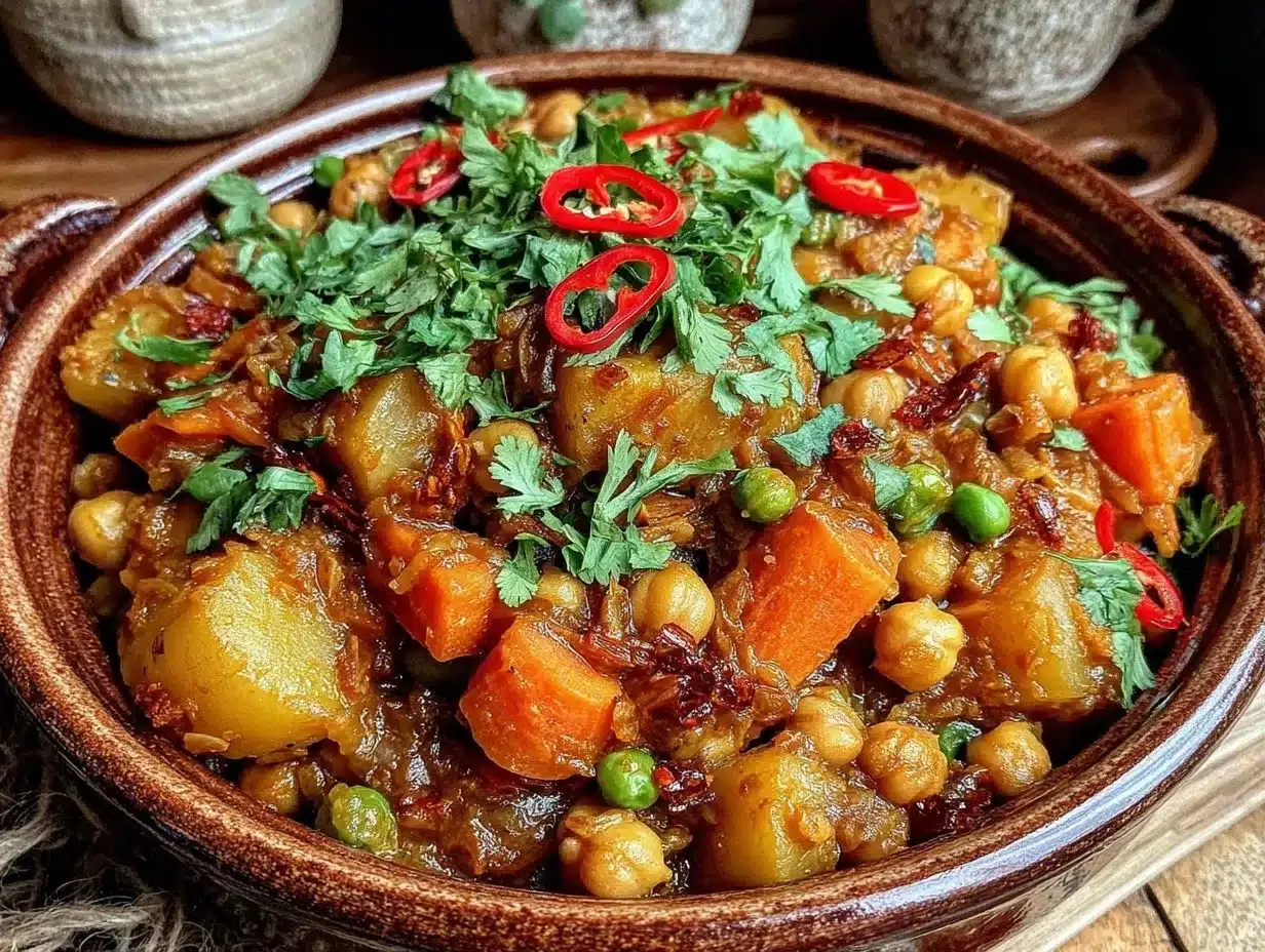 Preiswerte Kichererbsen-Gemüsepfanne: Perfektes Curry-Essen 4 preiswerte Kichererbsen-Gemüsepfanne mit Curry preparation steps