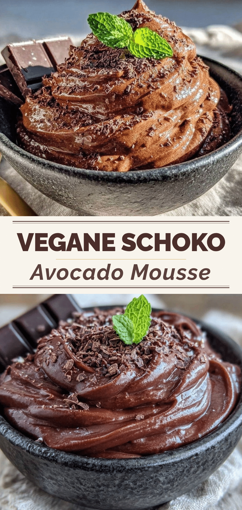Cremige Vegane Schokoladen-Avocado-Mousse – 5 Min. Dessert 5 vegane Schokoladen-Avocado-Mousse recipe