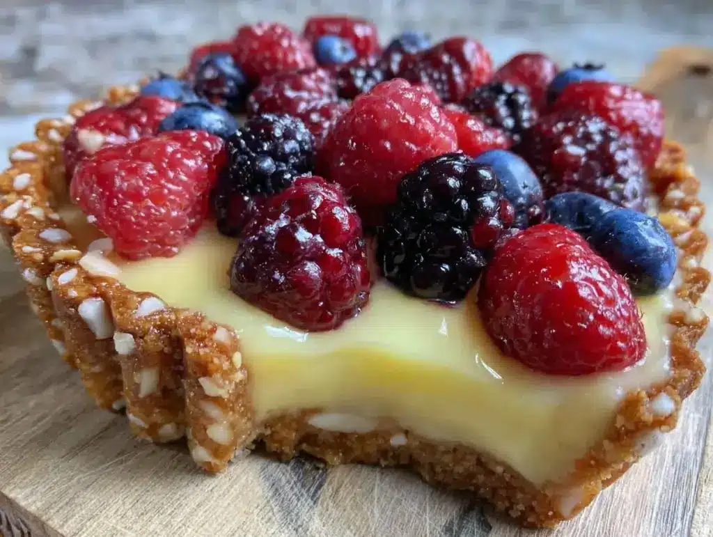 Zitronen-Beeren Tarte mit Mandelboden - featured image