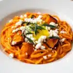 cremige Kürbis Pasta mit Feta und Salbei - featured image