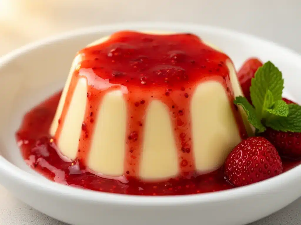 Cremige Panna Cotta mit fruchtiger Erdbeersoße - featured image