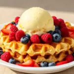 Einfache Waffeln mit Vanilleeis und Beeren - featured image