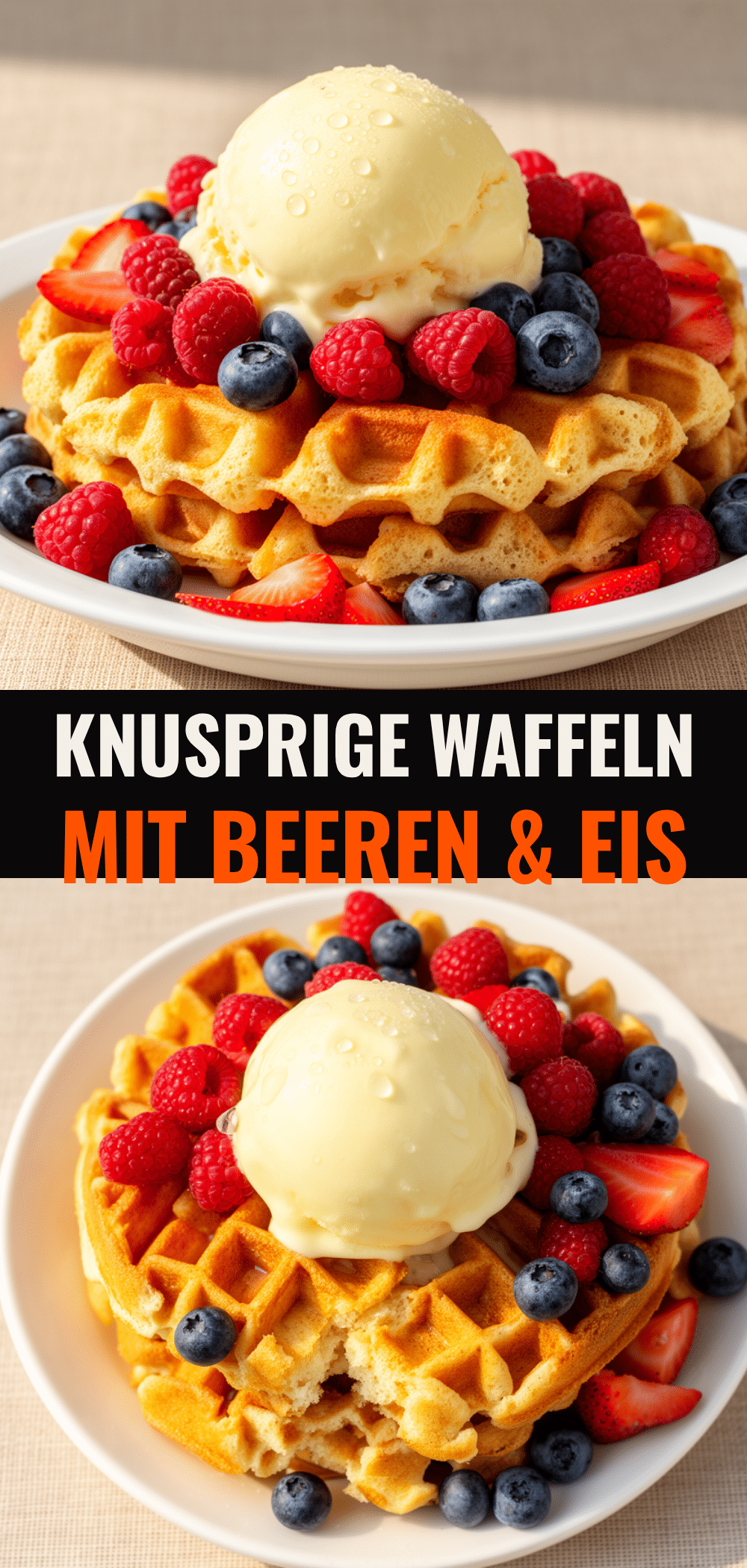 Einfache Waffeln: 5 Min. Vanilleeis & Beeren 5 Einfache Waffeln mit Vanilleeis und Beeren recipe
