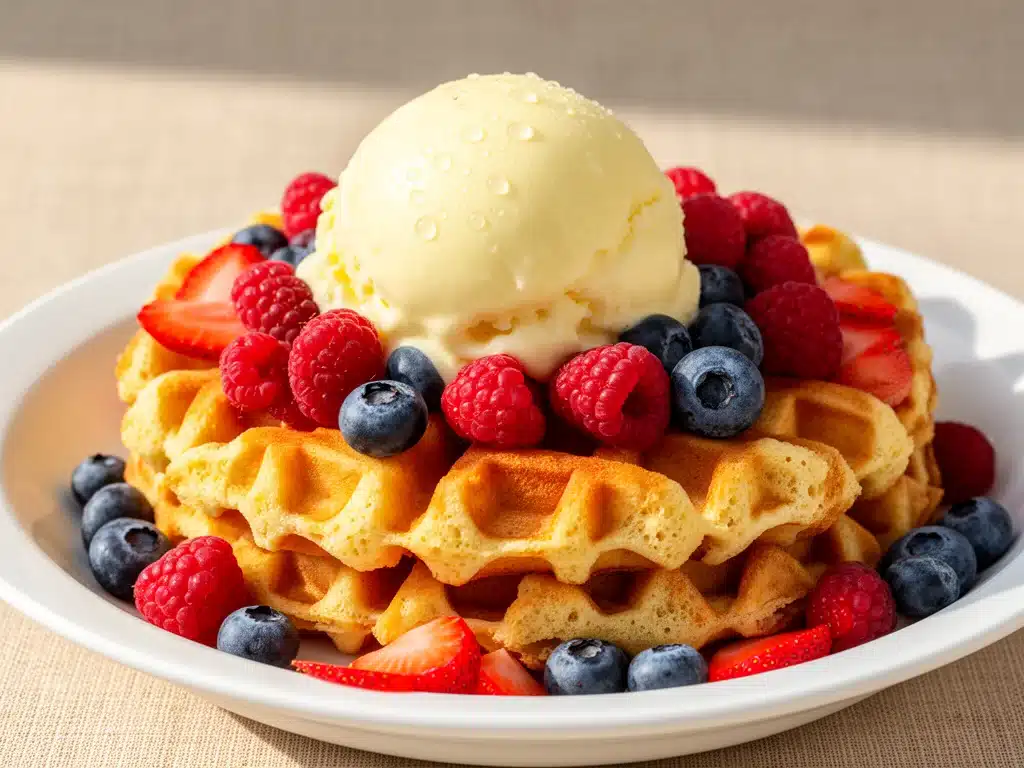 Einfache Waffeln mit Vanilleeis und Beeren - featured image