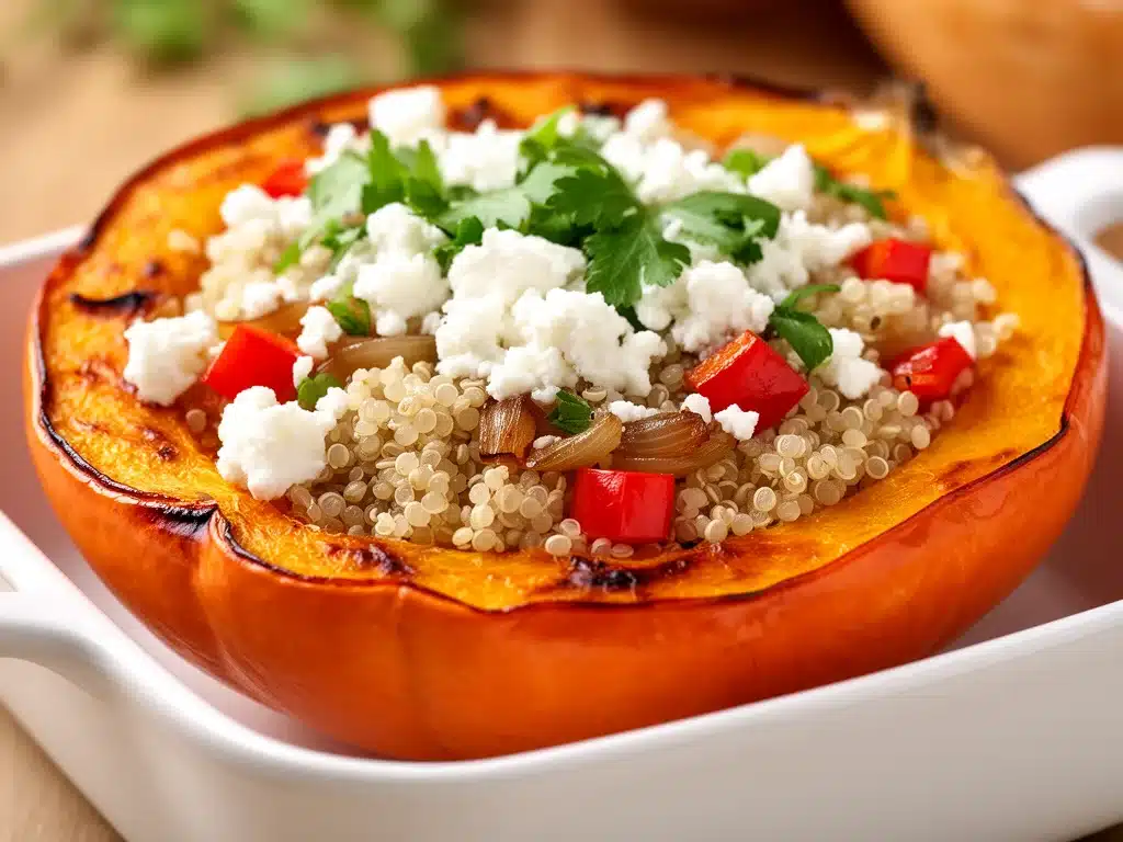 Gesunder Kürbis Quinoa Auflauf mit Feta - featured image