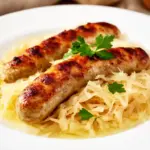 Knusprige Fränkische Bratwurst mit Sauerkraut - featured image