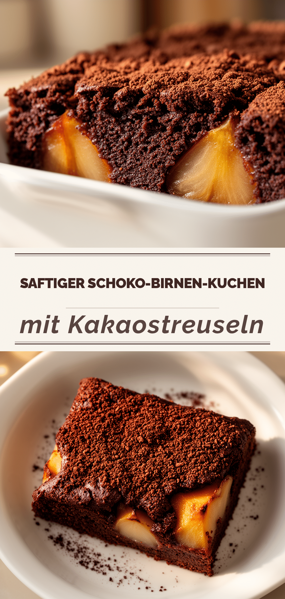 Saftiger Schoko-Birnen-Kuchen: 3 einfache Schritte 5 Saftiger Schoko-Birnen-Kuchen recipe