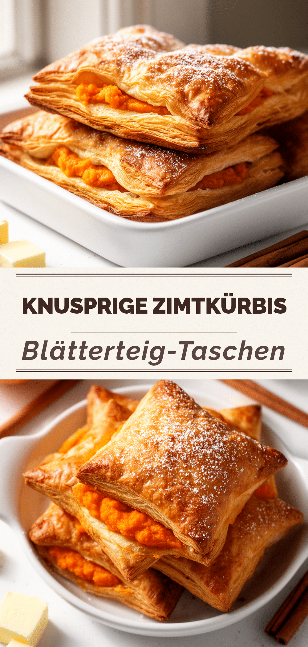 Süße Kürbis-Blätterteig-Taschen mit Zimt: 30 Min. 5 Süße Kürbis-Blätterteig-Taschen mit Zimt recipe