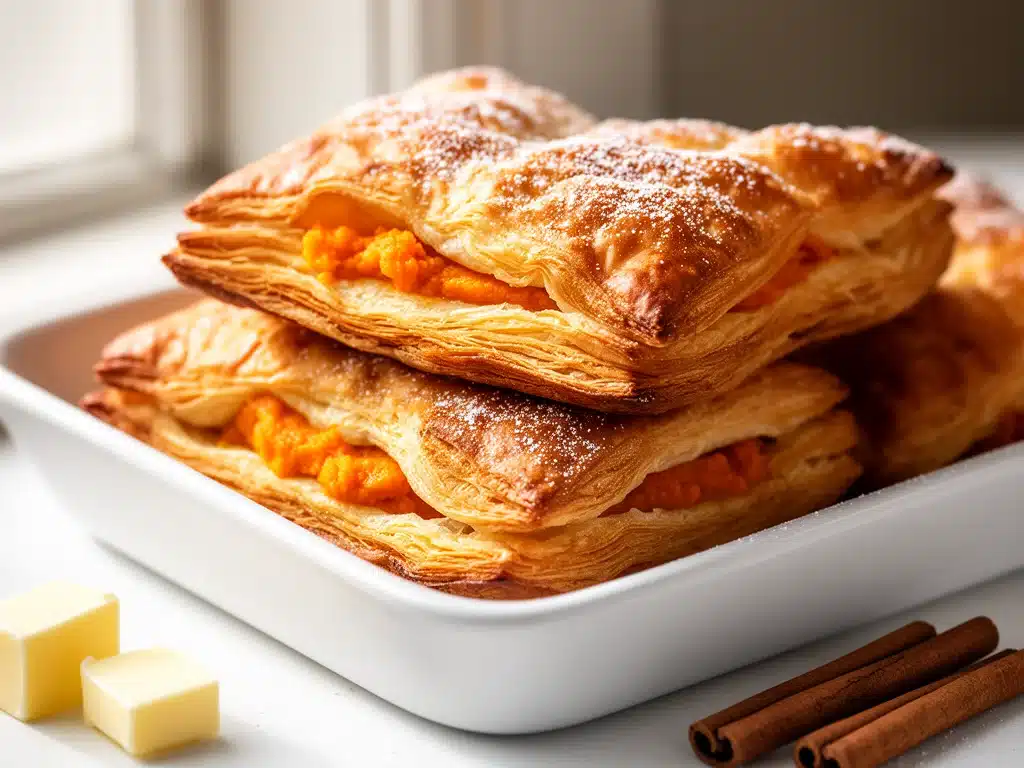 Süße Kürbis-Blätterteig-Taschen mit Zimt - featured image