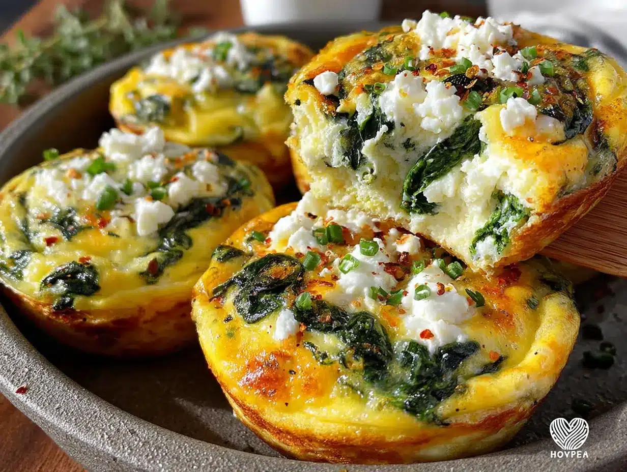 Einfache Rührei-Muffins mit Spinat und Feta: Selbstfürsorge Rezept 4 Einfache Rührei-Muffins mit Spinat und Feta preparation steps